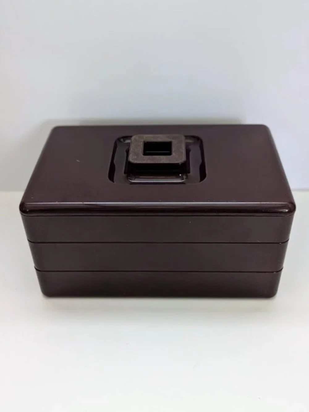 Vintage Tupperware Brown 3 Tier Stackable Jewelry Craft Organizer Box